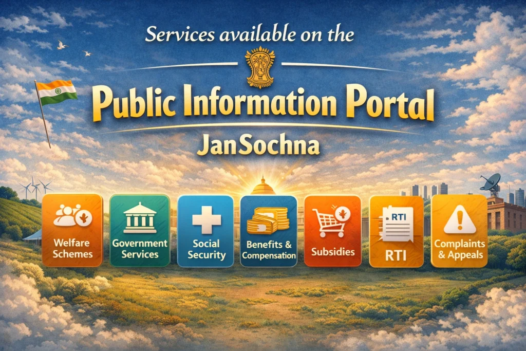 जन सूचना पोर्टल पर उपलब्ध सेवाएँ